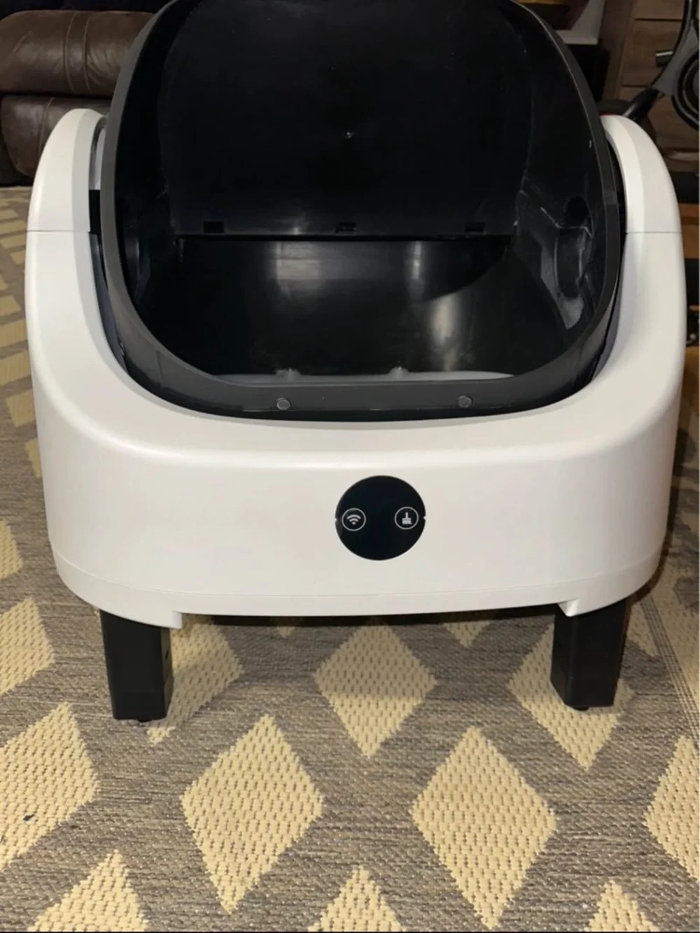 Automatic Self-Cleaning Cat Litter Box - White and Black